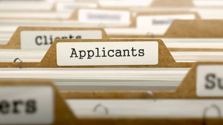 Applicants Concept with Word on Folder Register of Card Index.