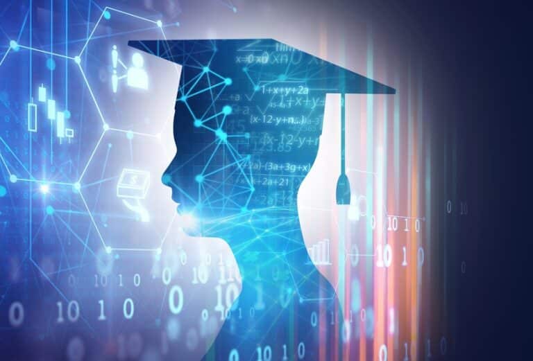 3d rendering of virtual human silhouette on technology background illustration