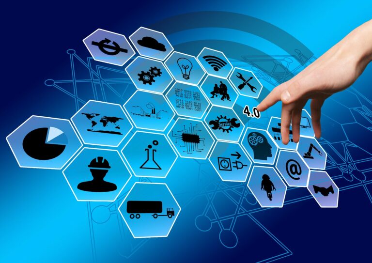 A hand selecting from a honeycombed list of technologies
