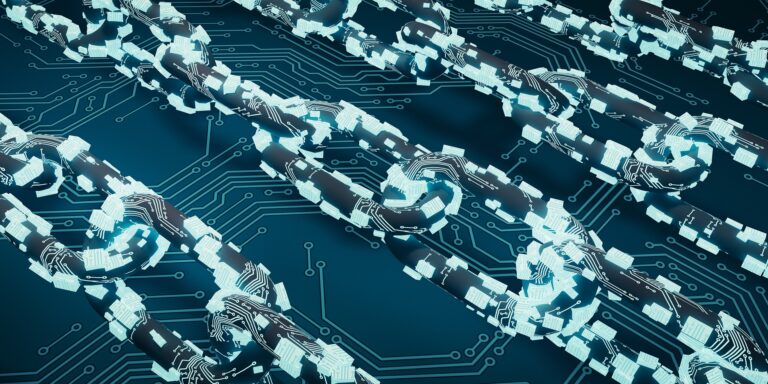 Interconnected digital links used to represent blockchain technology