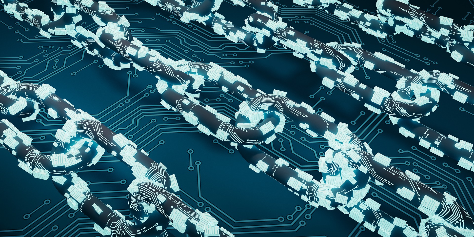 Interconnected digital links used to represent blockchain technology