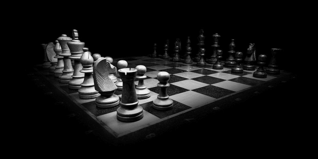 Black and white chess board meant to symbolize strategy