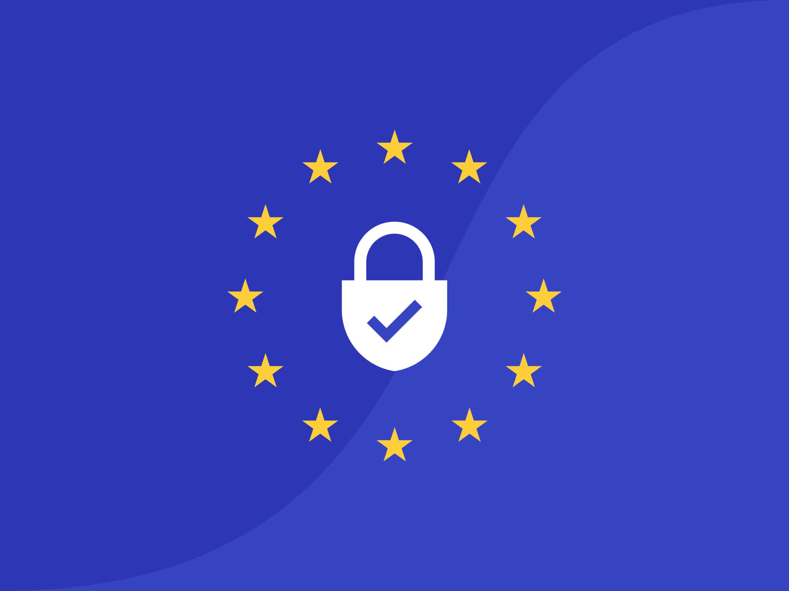 EU flag with security symbol for GDPR