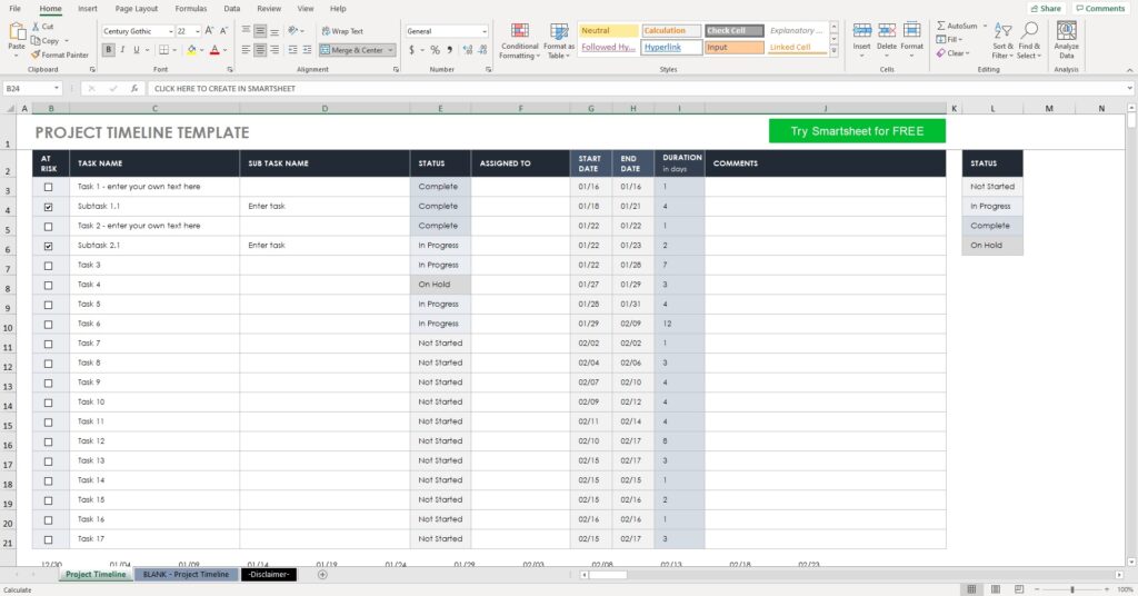 Project timeline excel spreadsheet