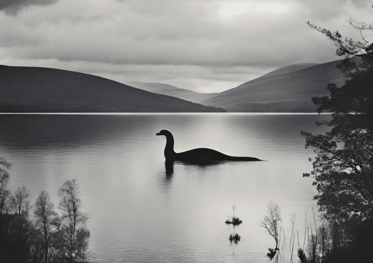 An image of the loch ness monster in a lake