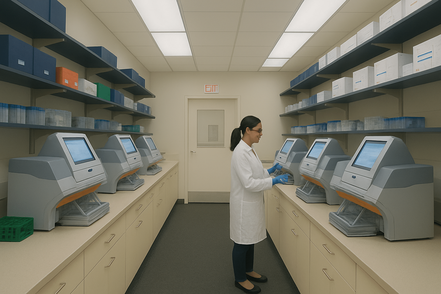 An AI generated image of a scientist working in a labratory.